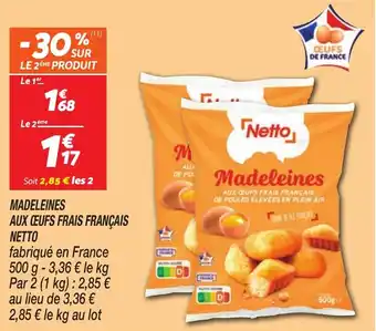 Netto NETTO Madeleines aux ceufs frais français offre