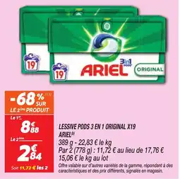 Netto ARIEL Lessive pods 3 en 1 original x19 offre