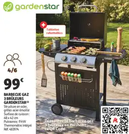 Auchan Barbecue gaz 3 brûleurs gardenstar offre