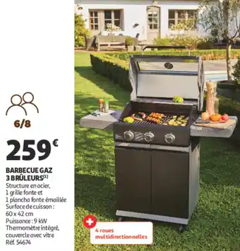 Auchan Barbecue gaz 3 brûleurs offre