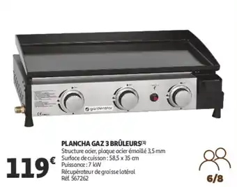 Auchan Plancha gaz 3 brûleurs offre