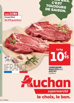 Auchan Supermarché Viande bovine: basse côte avec os offre