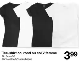 Zeeman Tee-shirt col rond ou col V femme offre