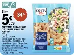 E.Leclerc Crevettes du pacifique classiques surgelées costa offre