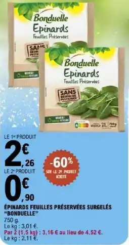 E.Leclerc Épinards feuilles préservées surgelés bonduelle offre