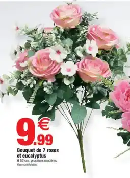 Bazarland Bouquet de 7 roses et eucalyptus offre