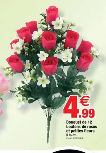 Bazarland Bouquet de 12 boutons de roses et petites fleurs offre