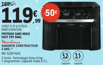 E.Leclerc Friteuse sans huile easy fry dual moulinex offre