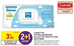 Intermarché Lingettes hypoallergénique au lait de toilette x80 mixa bebe offre