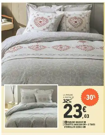 E.Leclerc Parure Housse De Couette 240x220 Cm + 2 Taies D'Oreiller 63x63 Cm offre