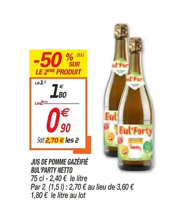 Netto Jus De Pomme Gazèifiè Bul'Party Netto offre