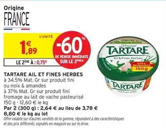 Intermarché Tartare ail et fines herbes offre