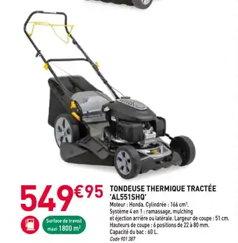 RAGT Jardin & Maison Tondeuse thermique tractée 'al551shq' offre