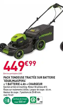 RAGT Jardin & Maison Pack tondeuse tractée sur batterie *gd48lm46spiik4' +1 batterie 4 ah + chargeur offre