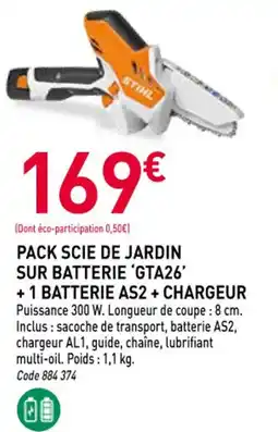 RAGT Jardin & Maison STIHL Pack scie de jardin sur batterie 'gta26' +1 batterie as2 + chargeur offre