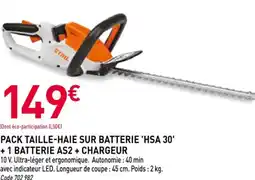 RAGT Jardin & Maison STIHL Pack taille-haie sur batterie 'hsa 30' +1 batterie as2 + chargeur offre