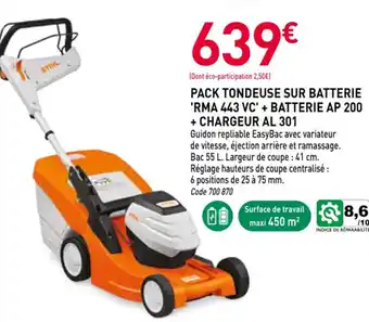 RAGT Jardin & Maison STIHL Pack tondeuse sur batterie 'rma 443 vc' + batterie ap 200 + chargeur al 301 offre