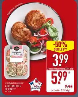 ALDI ST-CLÉMENT LE BOUCHER 4 Crépinettes de Porc offre