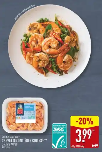 ALDI Golden Seafood Crevettes entières cuites offre