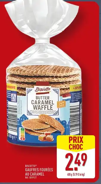 ALDI BISCOTTO Gaufres fourrées au caramel offre