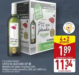 ALDI P’TIT COIN DE PARADIS Côtes de gascogne igp offre