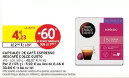 Intermarché Nescafé - capsules de café espresso dolce gusto offre