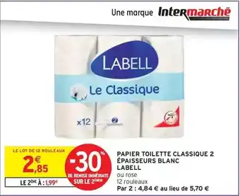 Intermarché Papier toilette classique 2 épaisseurs blanc offre