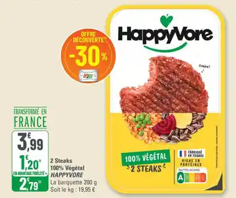 G20 HAPPYVORE 2 Steaks 100% Végétal offre