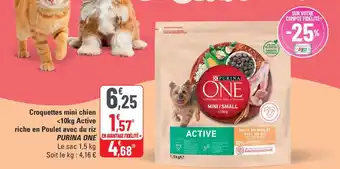 G20 PURINA ONE Croquettes mini chien Active riche en Poulet avec du riz offre