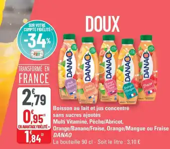 G20 DANAO Boisson au lait et jus concentré sans sucres ajoutés Multi Vitaminé, Pêche/Abricot,Orange/Banane/Fraise, Orange/Mangue offre