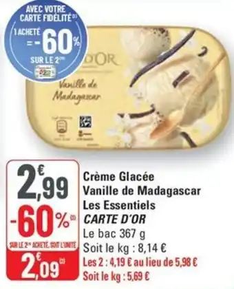 G20 CARTE D'OR Crème Glacée Vanille de Madagascar Les Essentiels offre