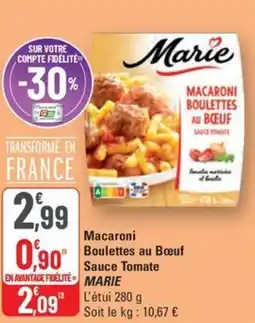 G20 MARIE Macaroni Boulettes au Bœuf Sauce Tomate offre