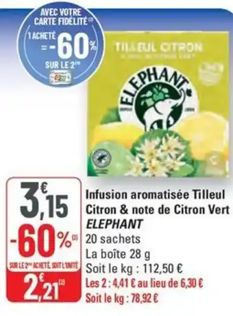 G20 ELEPHAN Infusion aromatisée Tilleul Citron & note de Citron Vert T offre