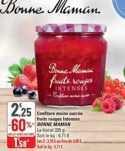 G20 BONNE MAMAN Confiture moins sucrée fruits rouges Intenses offre