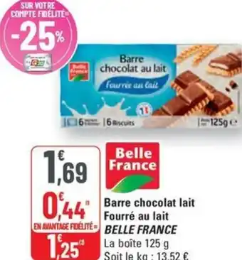 G20 BELLE FRANCE Barre chocolat lait Fourré au lait offre