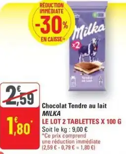 G20 MILKA Chocolat Tendre au lait offre