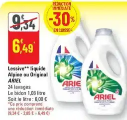 G20 ARIEL Lessive liquide Alpine ou Original offre