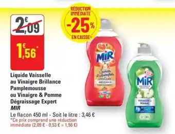 G20 MIR Liquide Vaisselle au Vinaigre Brillance Pamplemousse ou Vinaigre & Pomme Dégraissage Expert offre