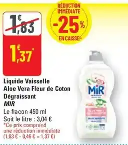 G20 Liquide Vaisselle Aloe Vera Fleur de Coton Dégraissant offre