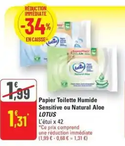 G20 LOTUS Papier Toilette Humide Sensitive ou Natural Aloe offre