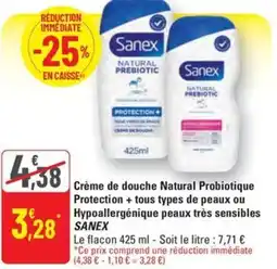 G20 SANEX Crème de douche Natural Probiotique Protection + tous types de peaux ou Hypoallergénique peaux très sensibles offre