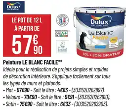 Bricorama DULUX Peinture le blanc facile offre