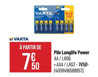 Bricorama VARTA Pile Longlife Power AA/LR06. offre