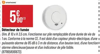 Bricorama SMARTWARES Détecteur de fumée offre