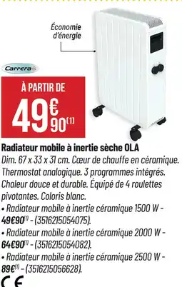 Bricorama CARRERA Radiateur mobile à inertie sèche ola offre