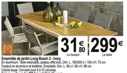 Tridôme Ensemble de jardin Long Beach 2 - Ivory offre