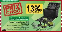 Tridôme RYOBI Perceuse à percussion sans fil 18V R18DD3-220S offre