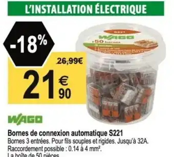 Tridôme WAGO Bornes de connexion automatique S221 offre