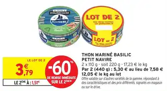 Intermarché Thon mariné basilic petit navire offre