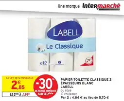 Intermarché Papier toilette classique 2 épaisseurs blanc labell offre